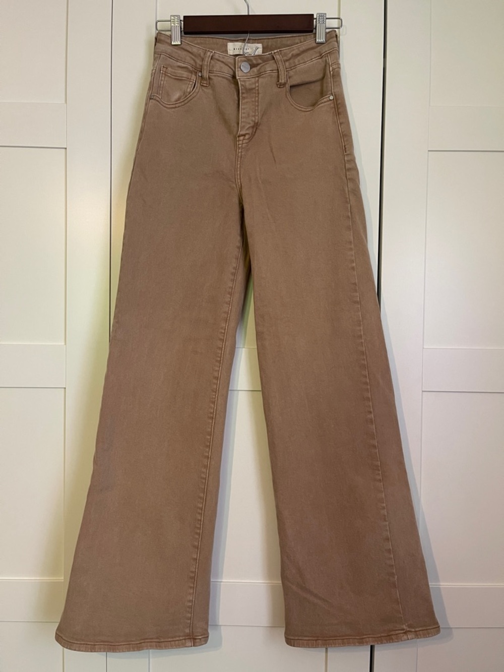 High-Rise Wide Leg Jeans in Taupe Brown